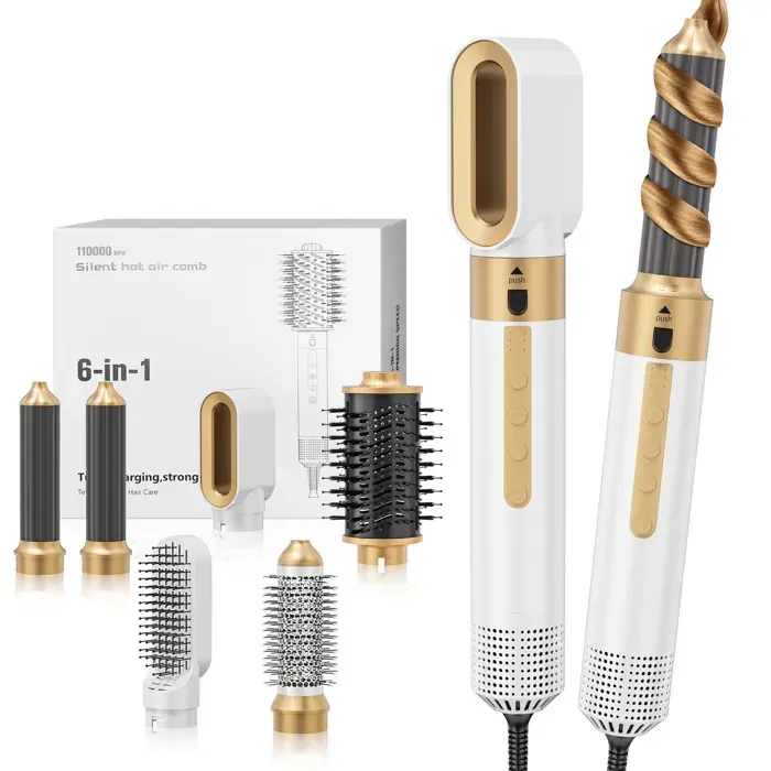6 en 1 Hair StylerLANGTU Brosse Soufflante Air Styler Seche Cheveux Sèche-cheveux 3 Vitesse du Vent et de la Température