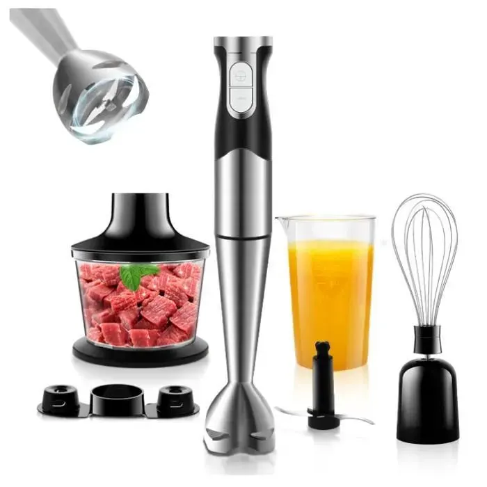 6 en1 Mixeur Plongeant 1200W Vitesse Réglable Mélangeur à Main Anti-Éclaboussures avec Lames en Acier Inoxydable Mélangeur Plongeant