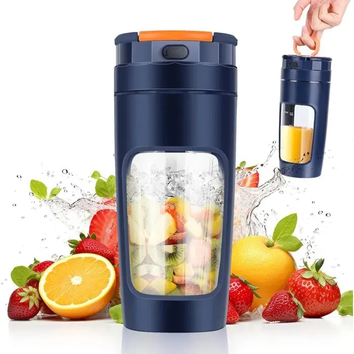 600 ML Blender portable Mixeur portable pour smoothie 20000 TR/min Puissant Mixeur Smoothie avec 4 Lames (Bleu)