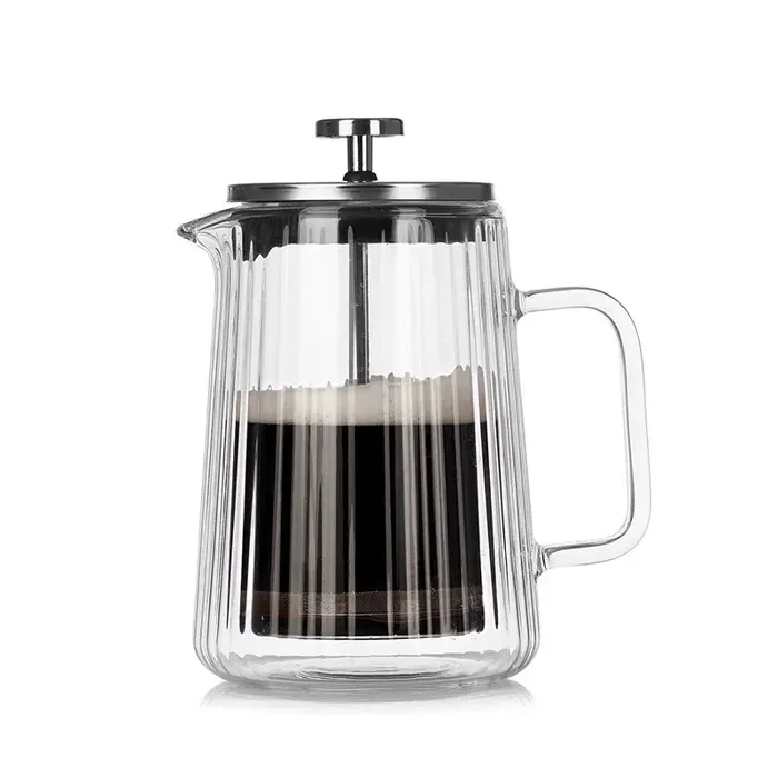 650mlCafetière piston double paroi en verre borosilicate filtre inox design vertical résistante à la chaleur thé café