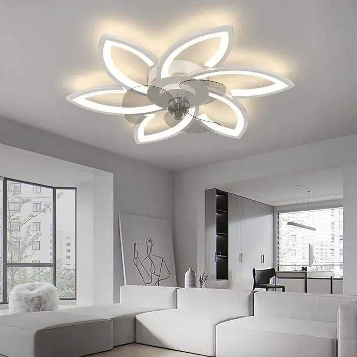 78 cm Ventilateur de Plafond avec Télécommande avec éclairage Salon Luminaire Ventilateur Plafonnier Dimmable Lampe Ventilateu[88]