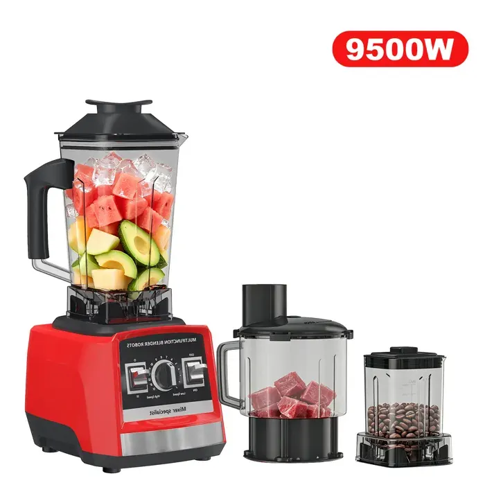 8 en 1 Blender 9500W 32000 tr/min grande capacité de 3 L comprend 5 tasses + crochet pétrisseur pour hacher et broyer.