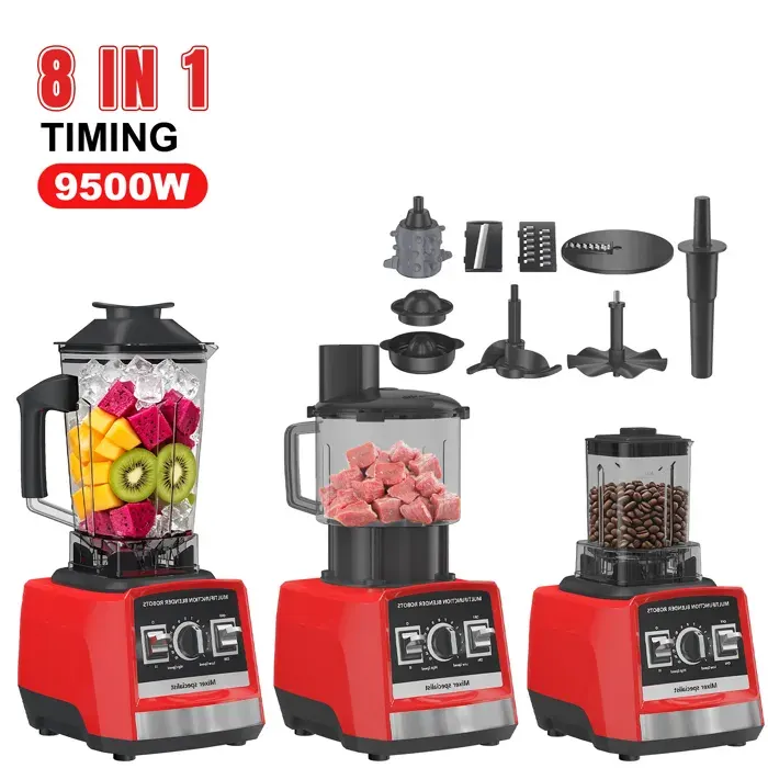 8 en 1 Blender 9500W32000 tr/min grande capacité de 3 L comprend 5 tasses + râpe/trancheuse + pétrin.