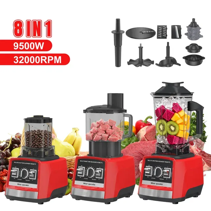 8 en 1 Blender multifonction 9500W - 15 Vitesses - 3.0L Blender Mixeur - 32000RPM - lames en acier inoxy -Robot mixeur -Sans BPA