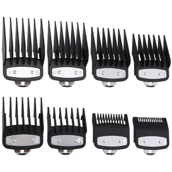 8 guides de coupe de cheveux professionnels de qualité supérieure pour tondeuses à barbe peignes de fixation pour tondeuses ave