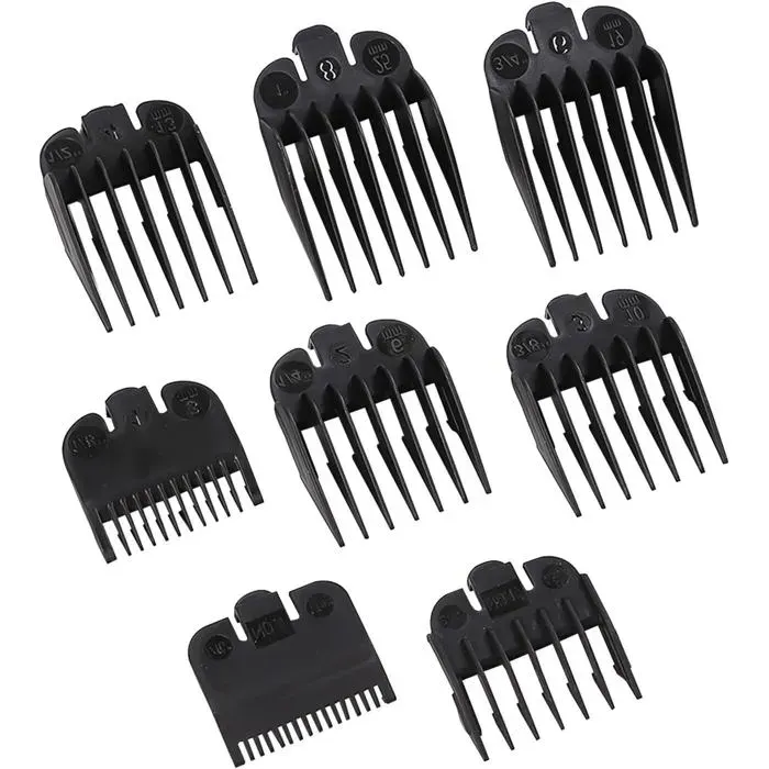 8 Pièces Sabot Tondeuse Guide Ensemble Peigne Peignes Pour Sabot Cheveux Sabot Pour Tondeuse Clip - 15 Mm/3 Mm/45 Mm/6 Mm/10