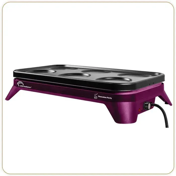 8498 Pancakes Party 1500-6 Appareil À Pancakes Et Mini Crêpes Avec Plaque Amovible 6 Personnes 1500 W Prune[PE529]