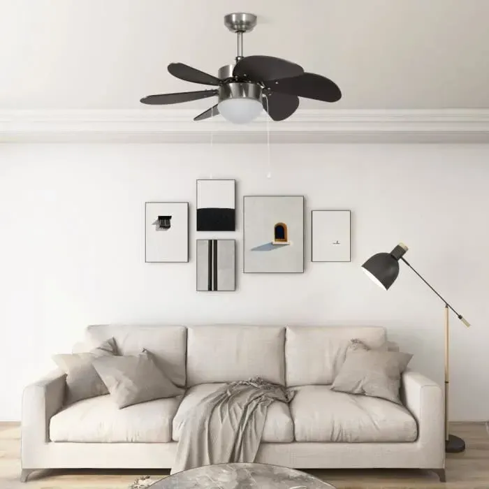 {9896}UUMF® Contemporain - Décor Ventilateur de plafond avec lampe 76 cm Marron foncé - 1parcel - 76 x 43 cm
