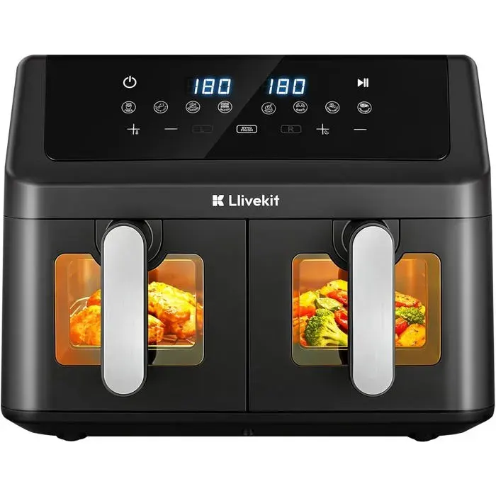 9L Air Fryer XXL avec 4D Circulation d’Air95% Sans HuileFriteuse à Air8 ProgrammesSync-Finish 70% Économie d’ÉnergieNoir