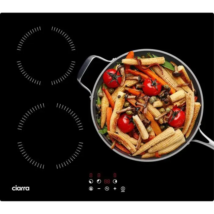 A Plaque Induction 3 Feux 5600W60Cm Plaque De Cuisson VerreContrôle TactileMinuterieSécurité Enfant