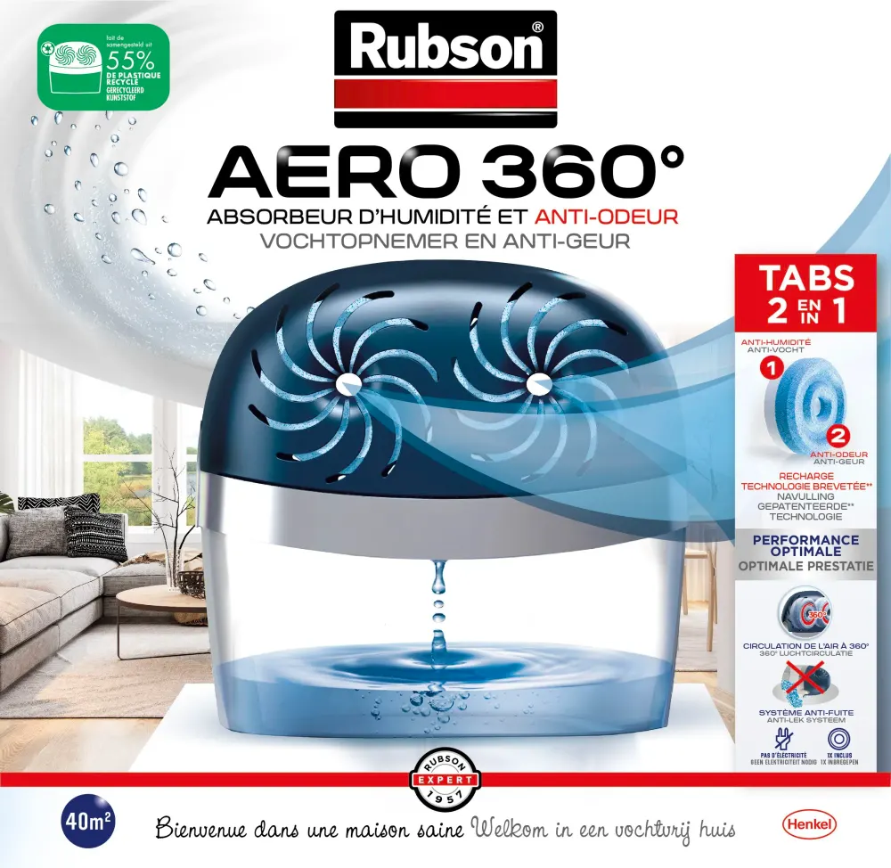 Absorbeur dhumidité AERO 360° 40m² - RUBSON