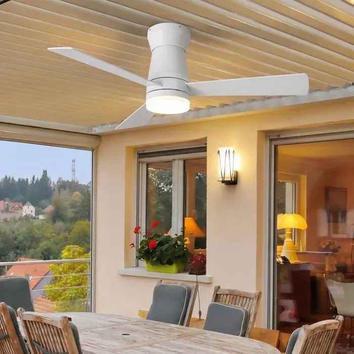 ADWOLT Ventilateur de plafond silencieux 107cm avec télécommande LED dimmable 6 vitesses minuterie 3 pales Blanc