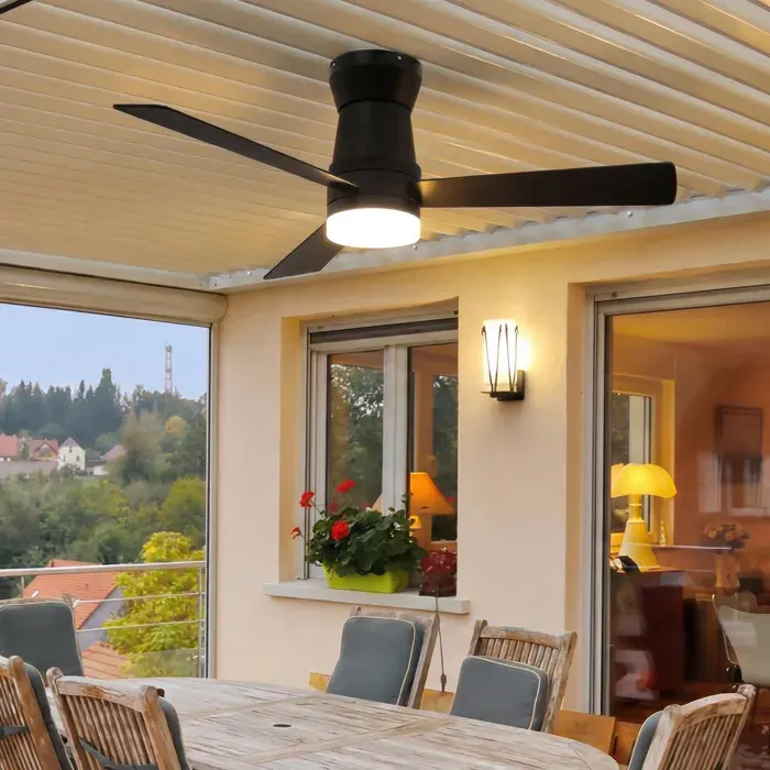 ADWOLT Ventilateur de plafond silencieux 107cm avec télécommande LED dimmable 6 vitesses minuterie 3 pales Noir