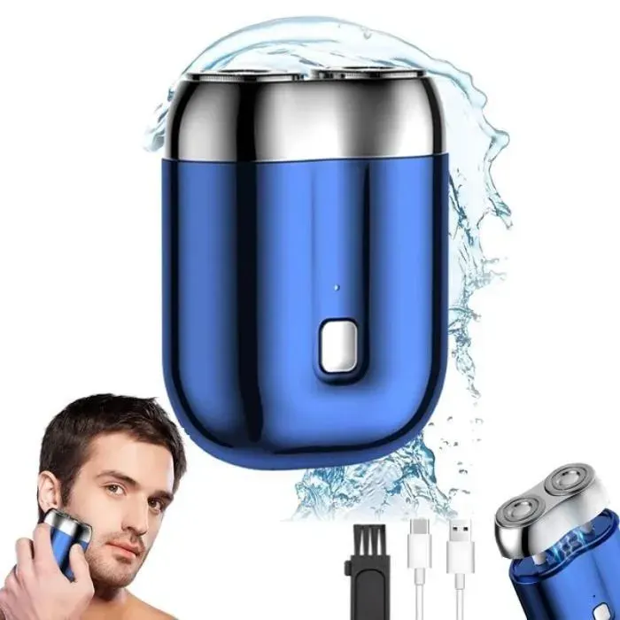 Afeitadora EléCtrica Para Hombre mini rasoir électrique Maquina De Afeitar Hombre mini rasoir électrique portable(bleu)