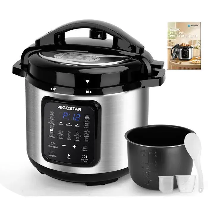 Aigostar Autocuiseur Électrique 6L 1000W 18 fonctions cuisson sous pression programmable livret de recettes fourni