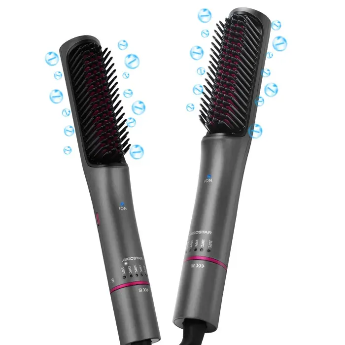 Aigostar Brosse Lissante Ionique Professionnelle - 5 Niveaux de Température Chauffage Rapide Technologie InfrarougeAnti-Frisottis