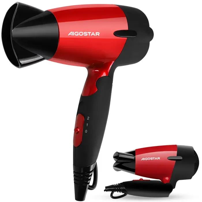 Aigostar Linda 32GQT - Sèche-cheveux compact de voyage double voltage. 1400 W 2 vitesses. Pliable. Design exclusif.