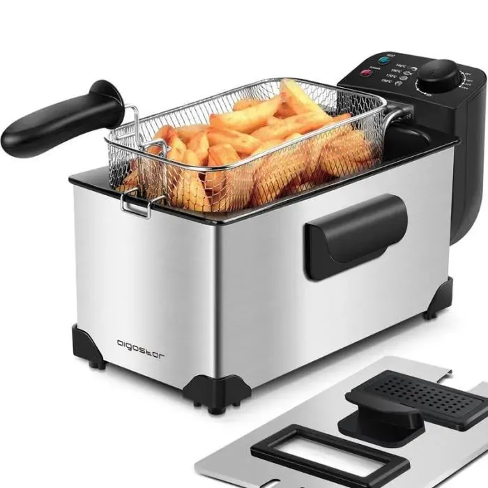Aigostar Ushas 30HEZ - Friteuse 0% BPA avec fenêtre de vue. 3L. Cuve amovible acier inoxydable. Design exclusif.