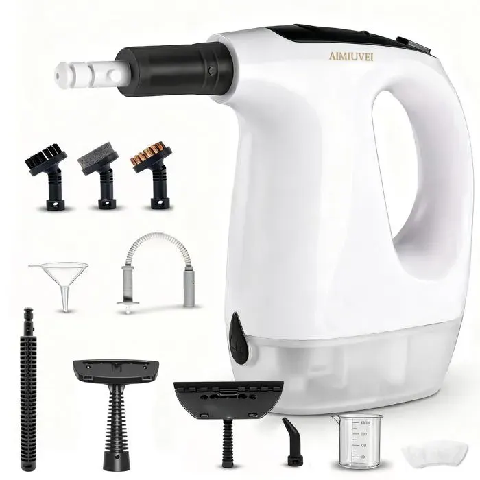 AIMIUVEI Nettoyeur Vapeur Prêt en 15 sec Nettoyeur Vapeur Main Portable 1500 W Pour Taches sur Vitres Canapé Voiture Cuisines