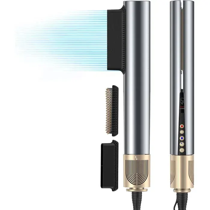 Air 2 En 1 Seche Cheveux Lisseur Ionique 1600W Lisseur Boucleur Cheveux 2 En 1 Sans Dommage Thermique Séchage Et Lis Rapides Po