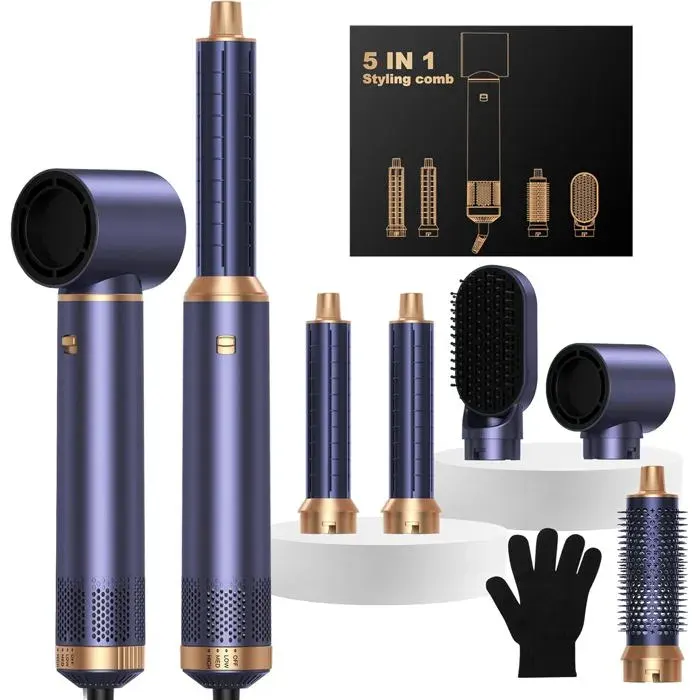 Air Brush 5 En 1 Hair Styler Airbrush 5 En 1 Avec Seche Cheveux Brosse Soufflante Fer A Boucler Thermal Brush Brosse Lissante