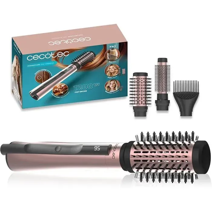 Air Brush with 3in1 AirBrush Ionic Function 1200WDries and VolumizersScreenCeramic Coating3 3 heads FER A FRISER