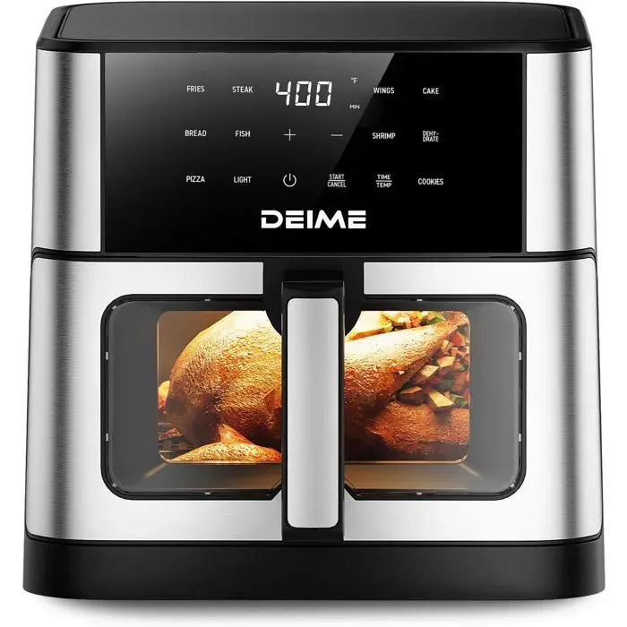 Air Fryer 10 L 1800 W Friteuse Sans Huile 10 Programmes Grande Capacité Fenêtre De Visualisation Livre De Recettes