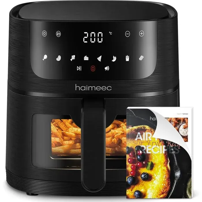 Air Fryer 4 L 1350 W 8 Fonctions Fenêtre De Visualisation Écran Tactile Température 30-200 °C Silencieux