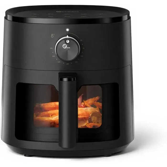 Air Fryer 5 L 1300 W Fenêtre De Visualisation 10 Menus Commande Par Molette 43 dB Température 60-200 °C Noir