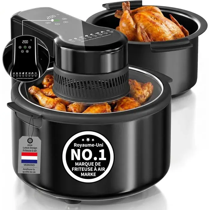 Air Fryer 5 L Friteuse Sans Huile Portable Écran Tactile Fenêtre De Visualisation Cuisson Économe En Énergie Noir