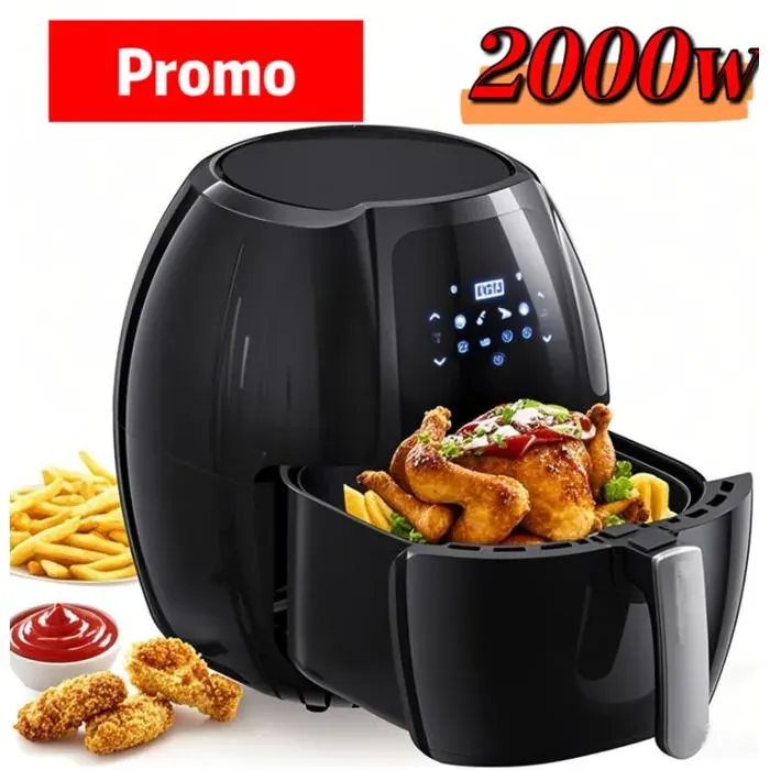 Air fryer 8L 2000W friteuse sans huile à écran tactile LED 8 menus préprogrammés température 80-200°C cuiss FRITEUSE ELECTRIQUE