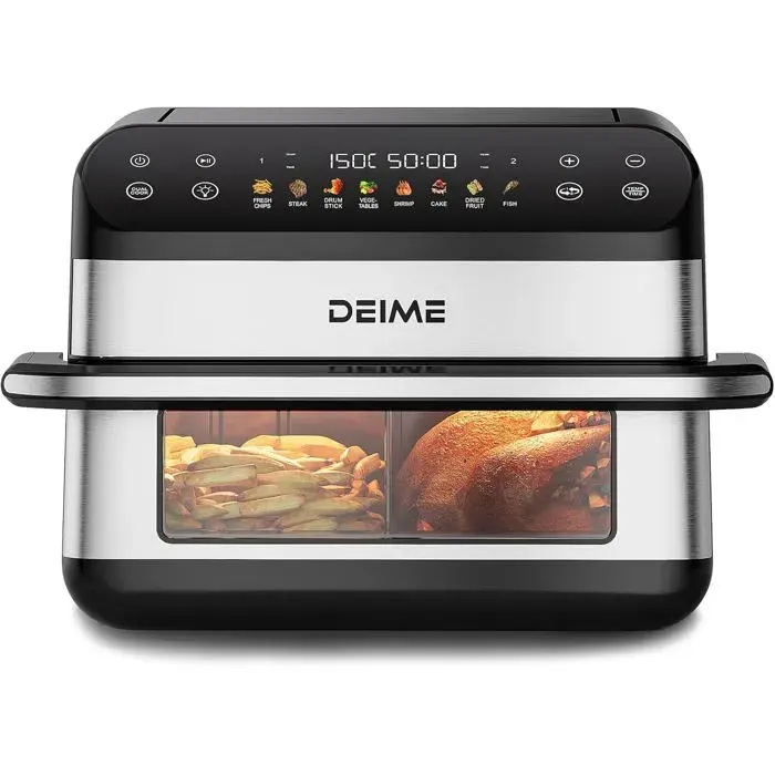 Air Fryer Double Zone 10 L 2400 W 8 Programmes Double Compartiment Fenêtre De Visualisation Paniers Antiadhésifs