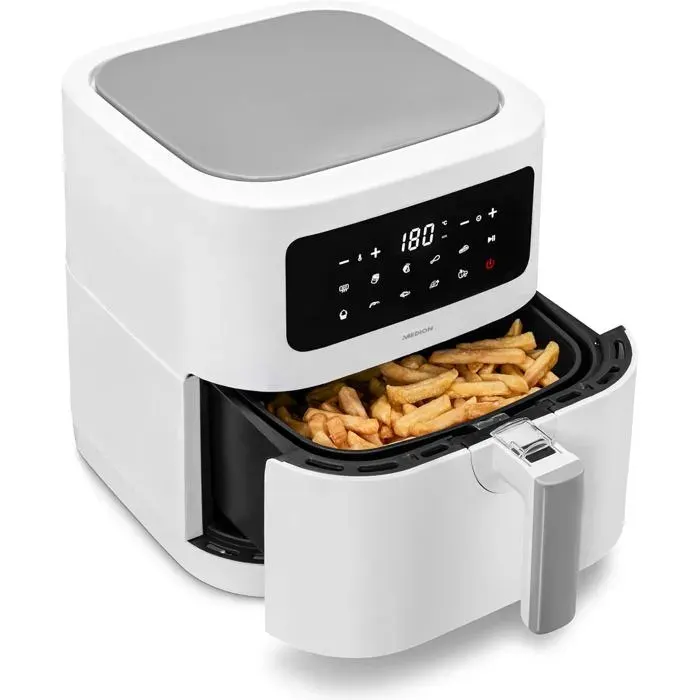 Air Fryer XL 53 L 2150 W 9 Programmes Écran Tactile LED Friteuse Sans Huile Cuisson Rapide Blanc
