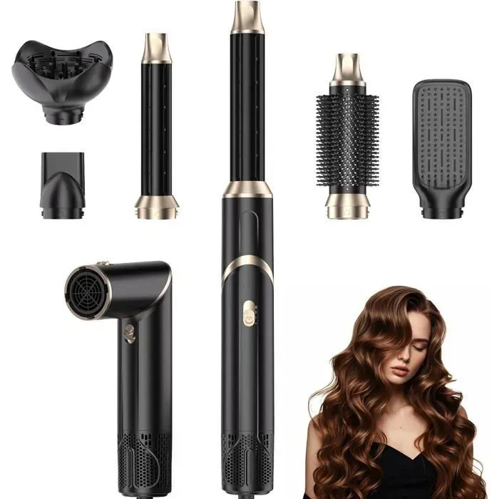 Air Styler 1000W Brosse Soufflante Pliable Seche Cheveux Ionique Brosse Lissante Fer A Boucler Brosse Chauff BROSSE SOUFFLANTE