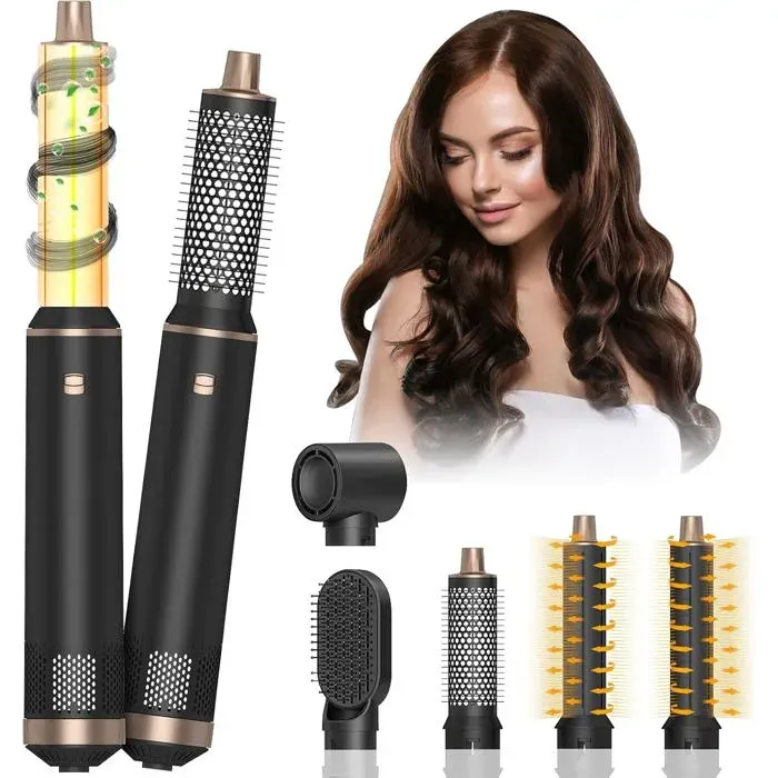 Air Styler Brosse Soufflante Set Brosse Soufflante 5 En 1 Fer A Boucler Ions NéifsBrosse Lissante CheveuxSèche-Cheveux Avec 5 A