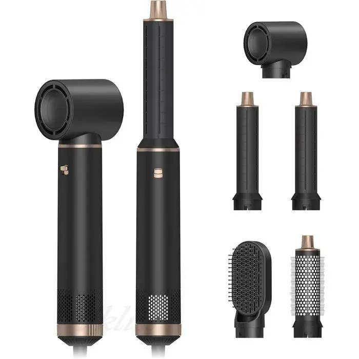 Air Styler Hair Styler Seche Cheveux 1000W Brosse Soufflante Fer a Boucler Ions Négatifs Brosse Lissante Cheveux Brosse (Noir)