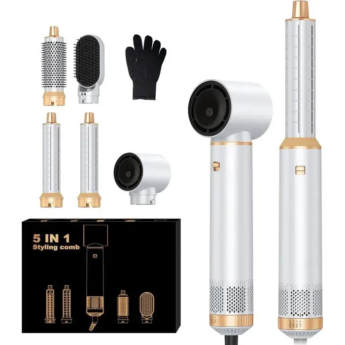 Airbrush 5 En 1 Air Styler Pro Hair Styler Magic Styler Avec 1000W Seche Cheveux Brosse Soufflante Brosse Seche Cheveux Brushing
