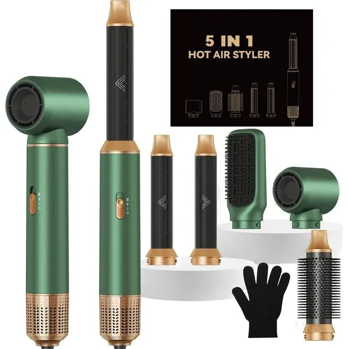 Airbrush 5 en 1 Brosse Cheveux Air Brush 5 en 1 Air Styler Seche Cheveuxcoiffeuse à air avec brosse soufflantebrosse sèche-cheveux