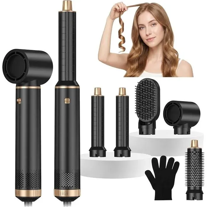 Airbrush 5 En 1 Brosse SoufflanteSeche Cheveux 5 En 1 avec Seche Cheveux Boucleur Brosse SouflanteAir Styler 5 en 1 Pour Sécher