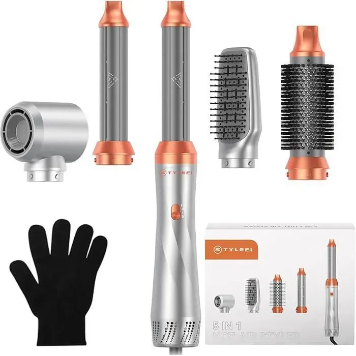 Airbrush 5 en 1 Seche Cheveux MultiStyler Brosse Soufflante Air Styler 800W Coiffeurs pour Femmes Volume Air Curl BROSSE SOUFFLANTE