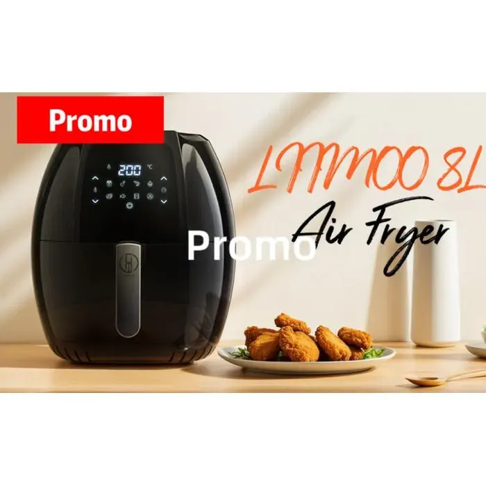 Airfryer 2000W friteuse à air sans huile 8L 8programmes minuterie 60min cuisson rapide panier amovible de FRITEUSE ELECTRIQUE