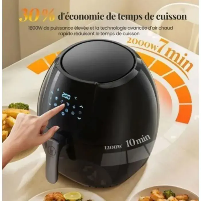 Airfryer - friteuse à air sans huile multifonction- 8L 2000W puissante thermostat 80-200°C 8 modes de c MULTICUISEUR ELECTRIQUE