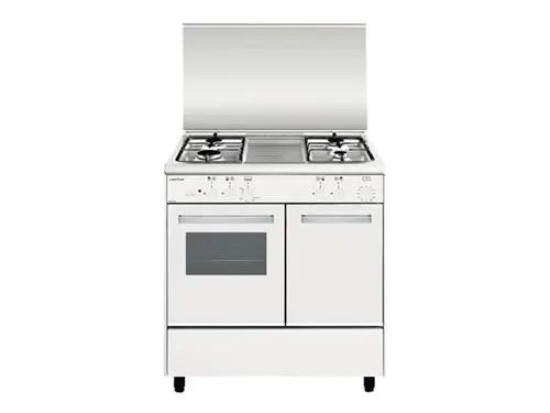 Airlux Alpha AA8PGWH2 - Cuisinière - pose libre - largeur : 80 cm - profondeur : 54.5 cm - hauteur : 90 cm - Blanc/inox — coloris Blanche
