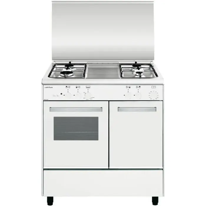 Airlux Alpha AA8PGWH2 - Cuisinière - pose libre - largeur : 80 cm - profondeur : 54.5 cm - hauteur : 90 cm - Blanc/inox — vue 3