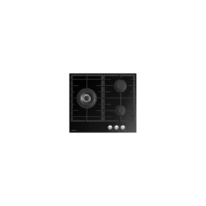 Airlux ATV63TBK - Table de cuisson au gaz - 3 plaques de cuisson - Niche - largeur : 56 cm - profondeur : 48 cm - verre noir — vue 3