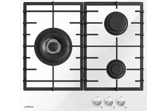 Airlux ATV63TWH - Table de cuisson au gaz - 3 plaques de cuisson - Niche - largeur : 56 cm - profondeur : 48 cm - Blanc verre — vue 2
