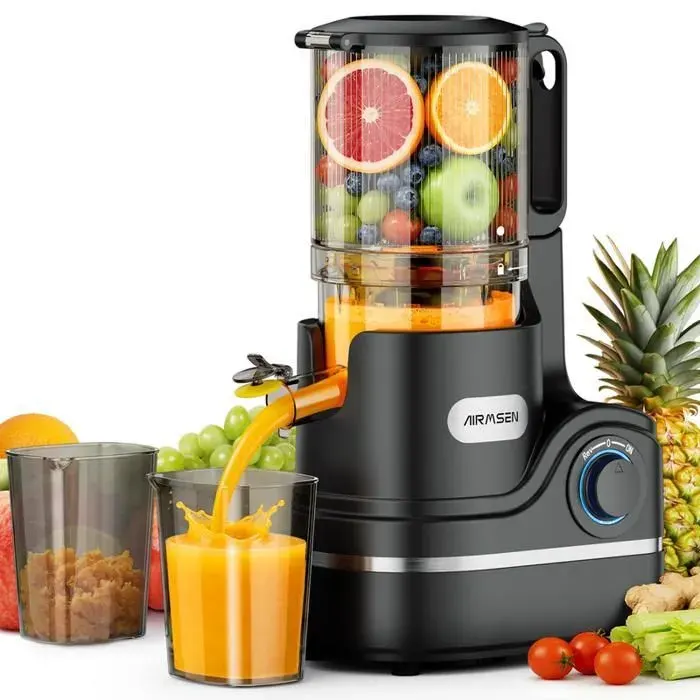 AIRMSEN Extracteur de Jus 300W 21L Grande Bouche 147mm Haut Rendement Sans BPA Nettoyage Facile Fruits et Légumes