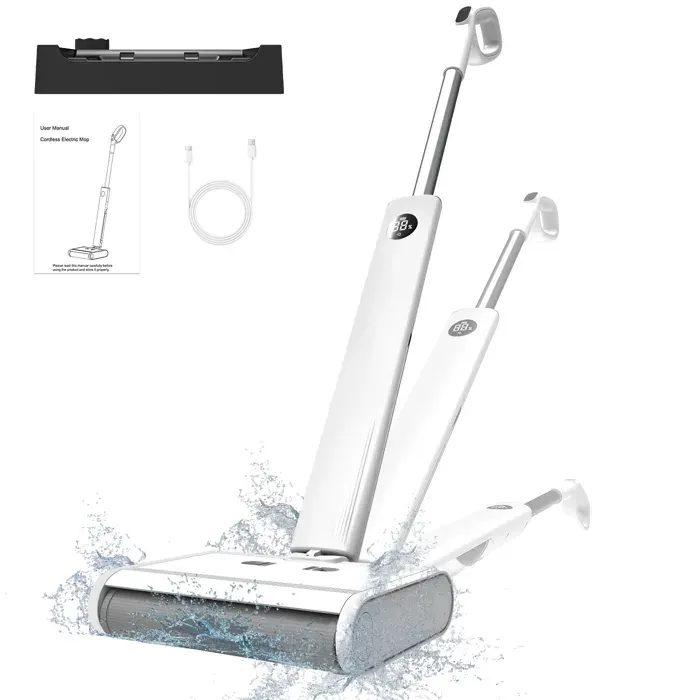 AIRROBO FC10 Aspirateur Laveur sans fil 2 en 1 avec Écran LED Autonomie 45 min Peigne anti-enroulement pour cheveux Blanc