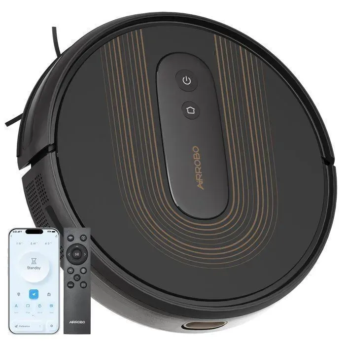 AIRROBO G50 Aspirateur Robot sans Fil 4 000 Pa Auto-rechargeables Idéal pour Poils dAnimaux Sols Durs Tapis Poils Ras