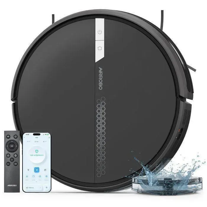 AIRROBO G60 Aspirateur Robot Laveur sans Fil 4000Pa 120Min Longue Autonomie Silencieux Idéal pour Poils dAnimaux